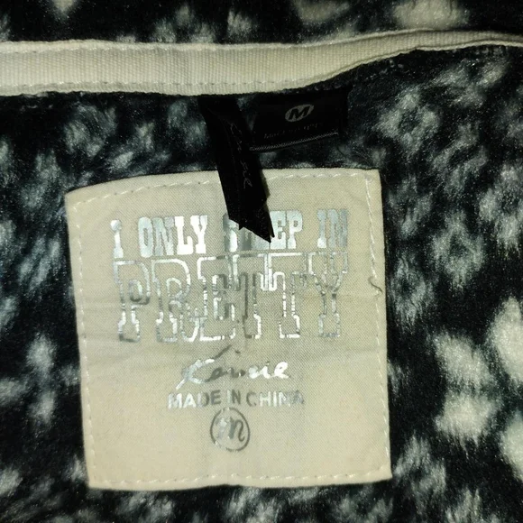 Kensie Black and White Hooded Pajama Onesie - Picture 7 of 8